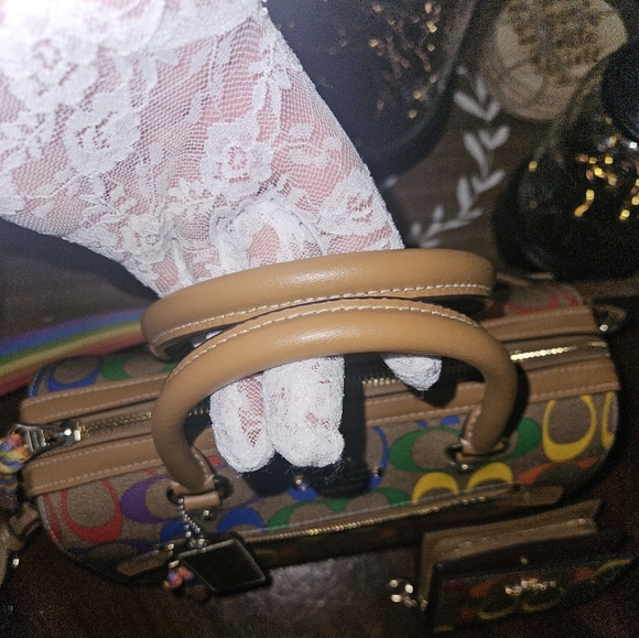 Coach Rowan Satchel Bag and Wallet ln Rainbow Signature Canvas - Picture 4 of 16